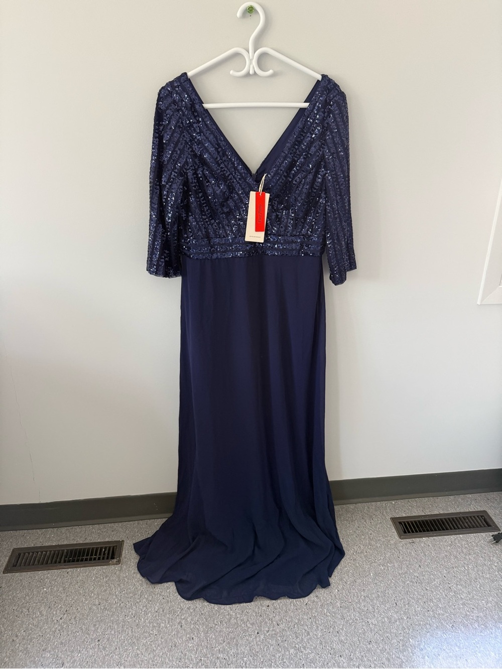Ever Pretty Navy Sequin V-Neck Maxi Dress